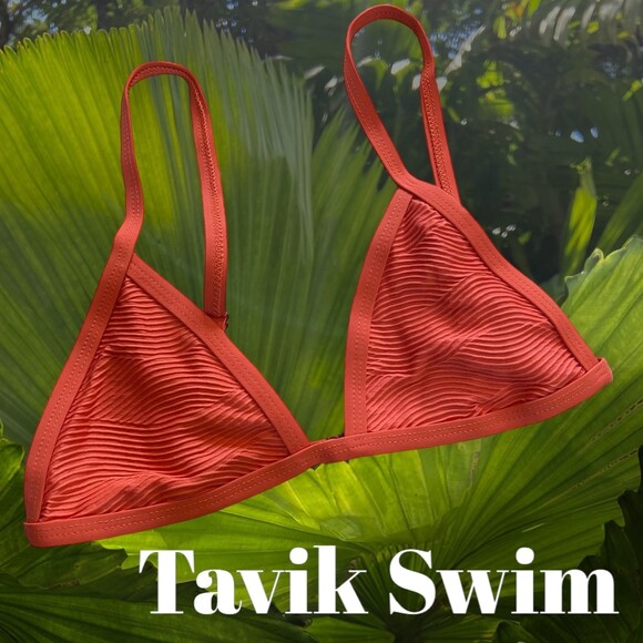Tavik Jett triangle textured‎ bikini top coral size xs New - Picture 1 of 5